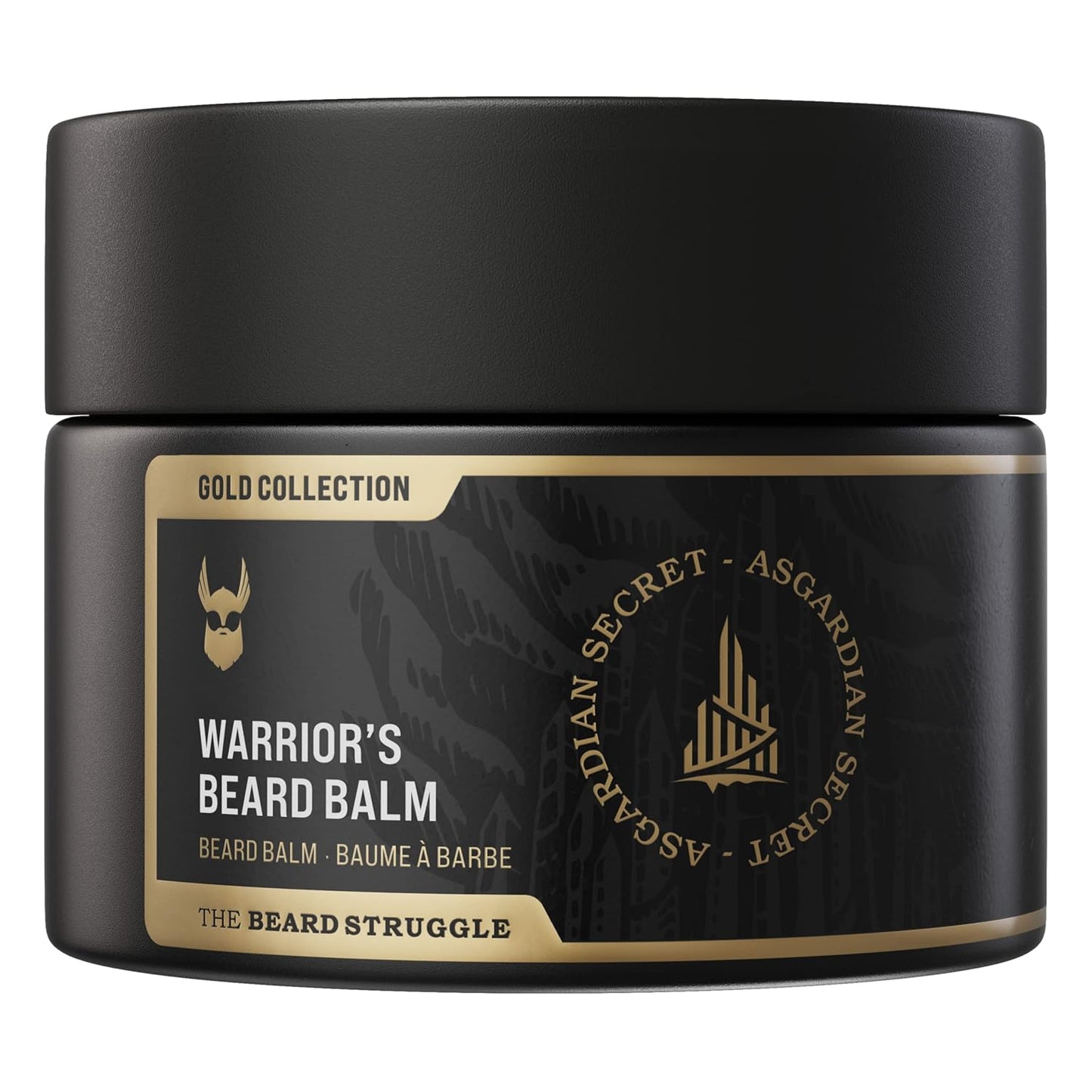 The Beard Struggle Warrior’s Beard Balm - Gold Collection, Asgardian Secret - Non-Greasy Low-Hold Formula, Luxurious Cologne-Grade Fragrances 100% Natural and Plant-Based Ingredients - 50g