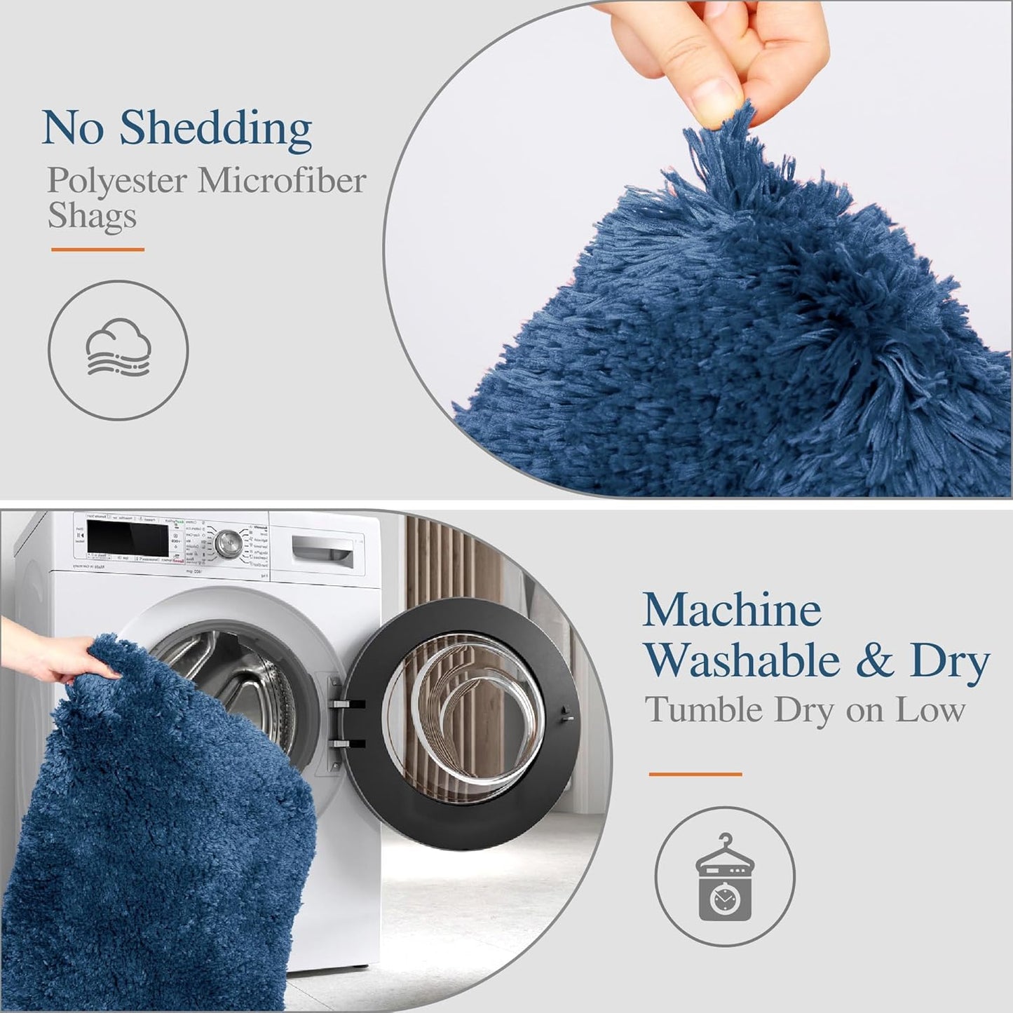 Walensee Large Bathroom Rug (24 x 36, Navy) Extra Soft and Absorbent Shaggy Bath Mat Machine Washable Microfiber Non Slip Luxury Floor Mat