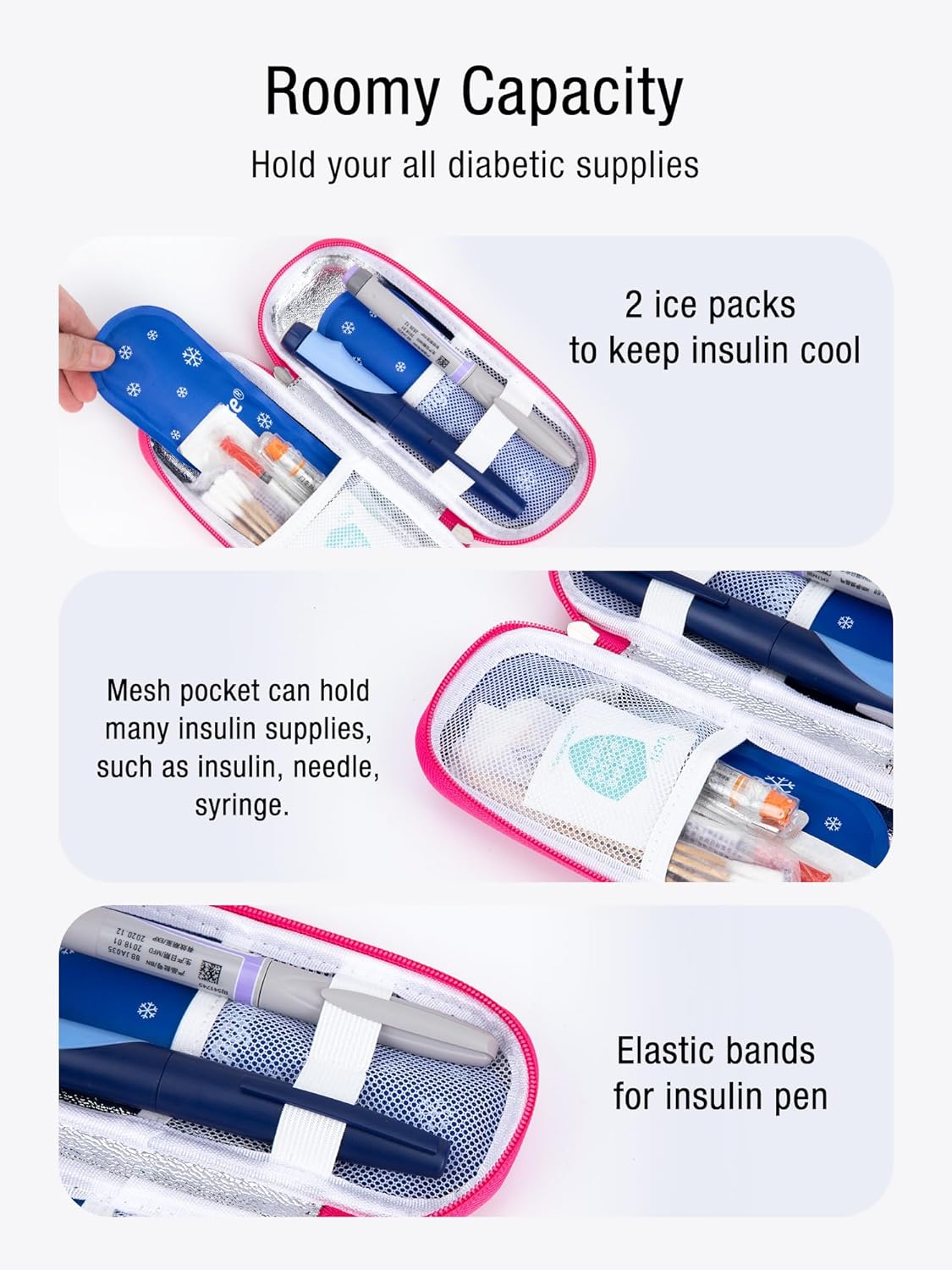 Leng Ke Insulin Cooler Travel Case with 2 TSA Approved Ice Packs - Diabetic Cooler TravelCase for Diabetic Supplies, Refrigerated Medicine Travel Case(Red)