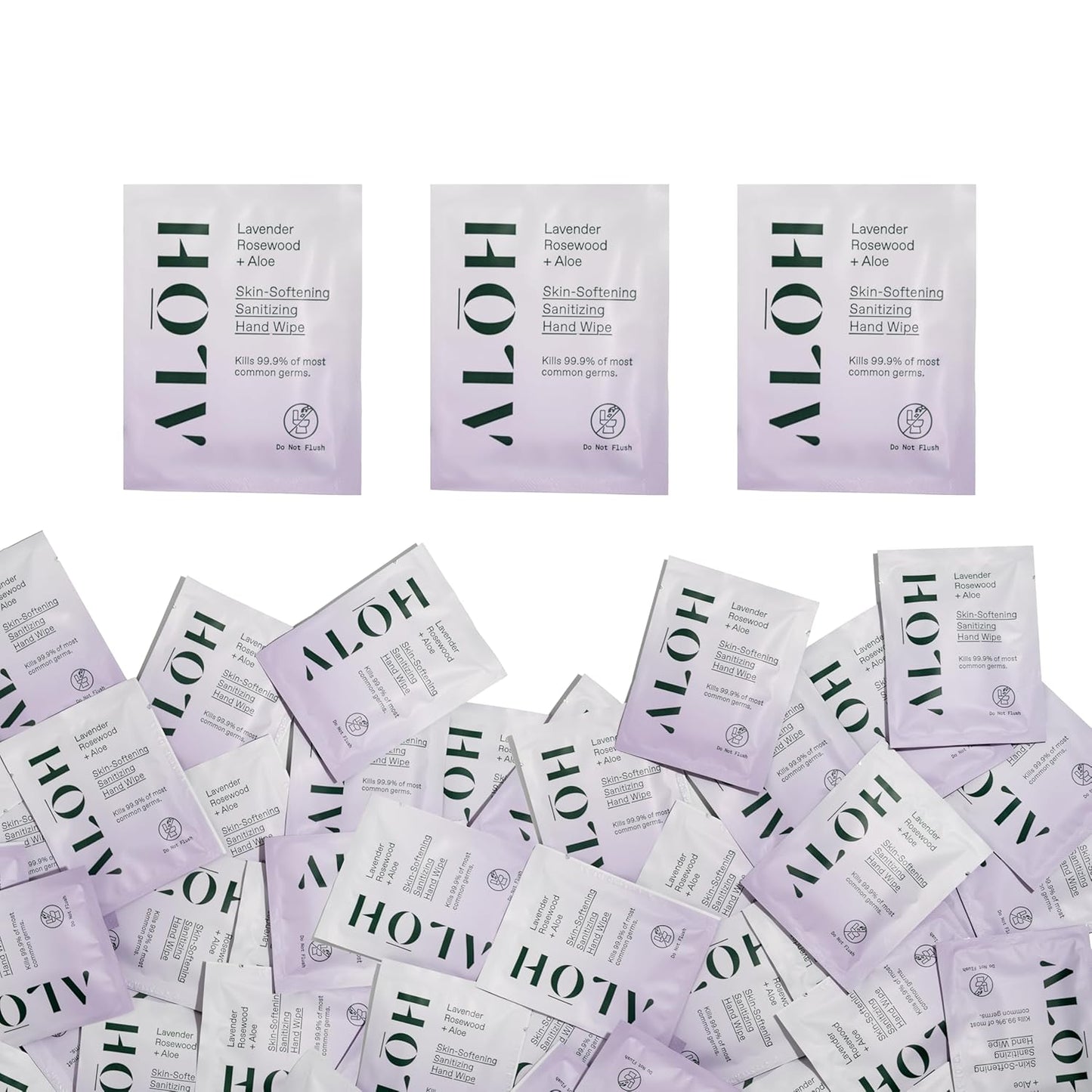 ALŌH Skin - Softening Sanitizing Hand Wipes – Lavender Rosewood + Aloe - 1 Box of 500ct Individually Wrapped Wipes