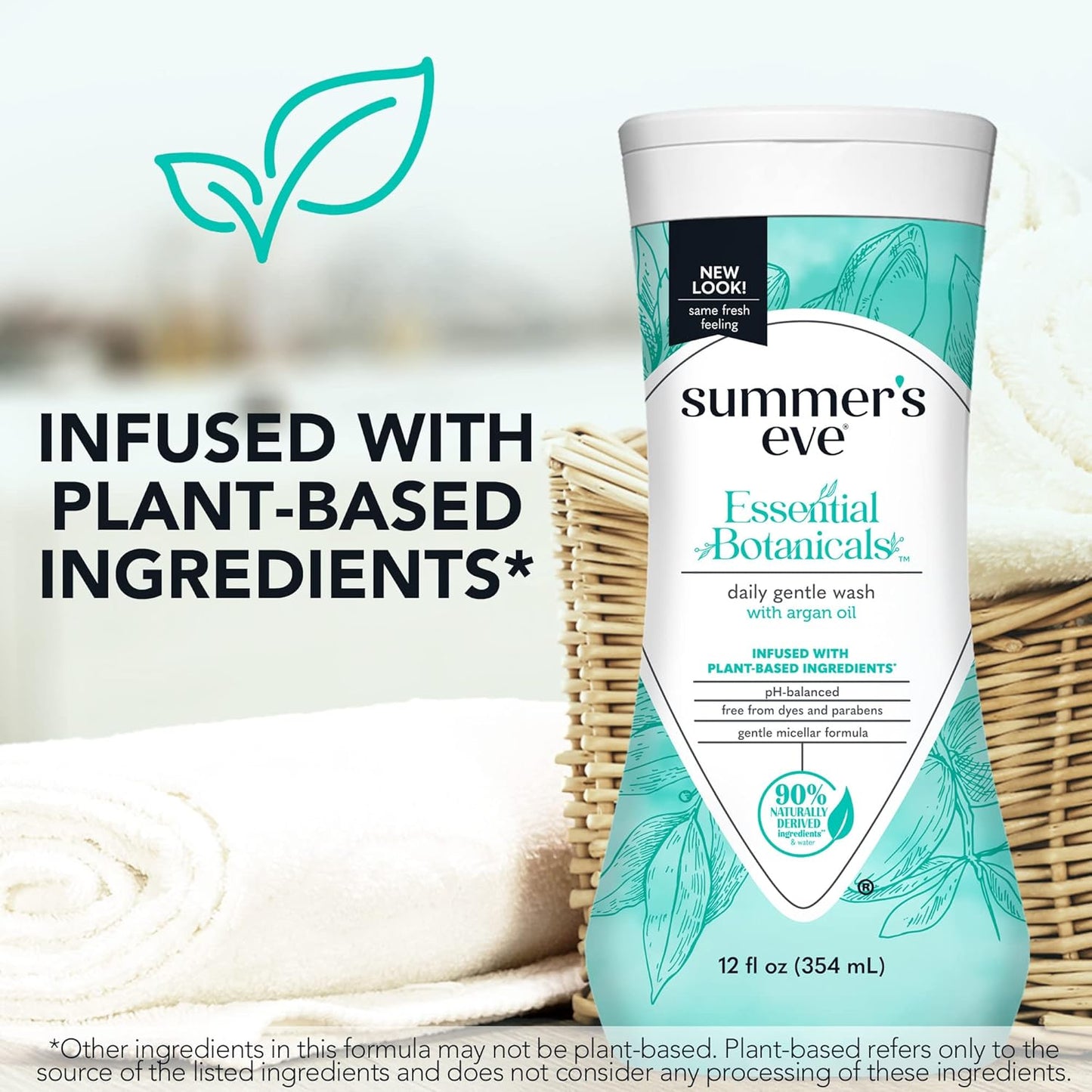 Summer's Eve Essential Botanicals Gentle Wash with Argan Oil, Removes Odor, pH balanced, 12 fl oz (Pack of 2)