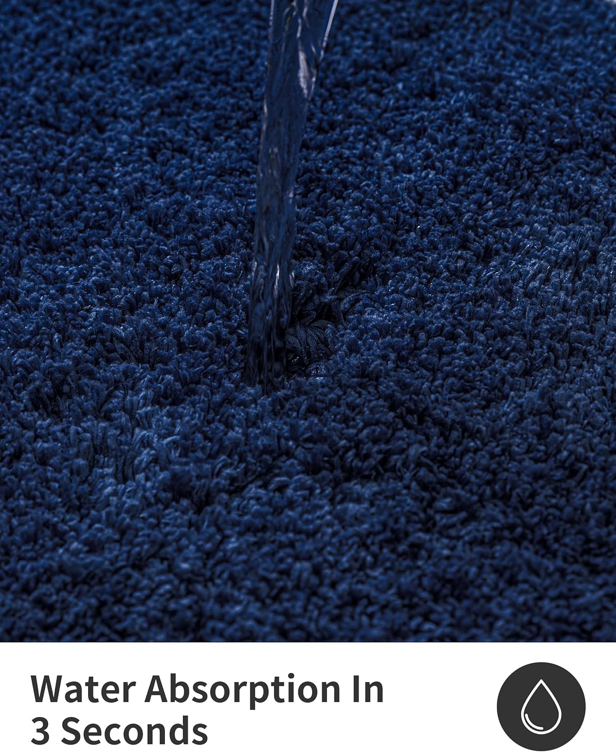 ILANGO Navy Blue Bathroom Rugs 30" × 20" Non Slip & Super Absorbent Extra Thick Soft, Washable Bath Mat for Floor, Microfiber Plush Shaggy Bath Rug with Rubber for Bathtub Shower Room Sink