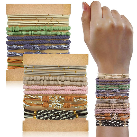 20PCS Boho Hair Ties Bracelet for Women and Girls, Elastic No-Damage Cute Bands for Thick or Thin Hair and Ponytails, All-Day Hold Hair Accessories (Set 7)
