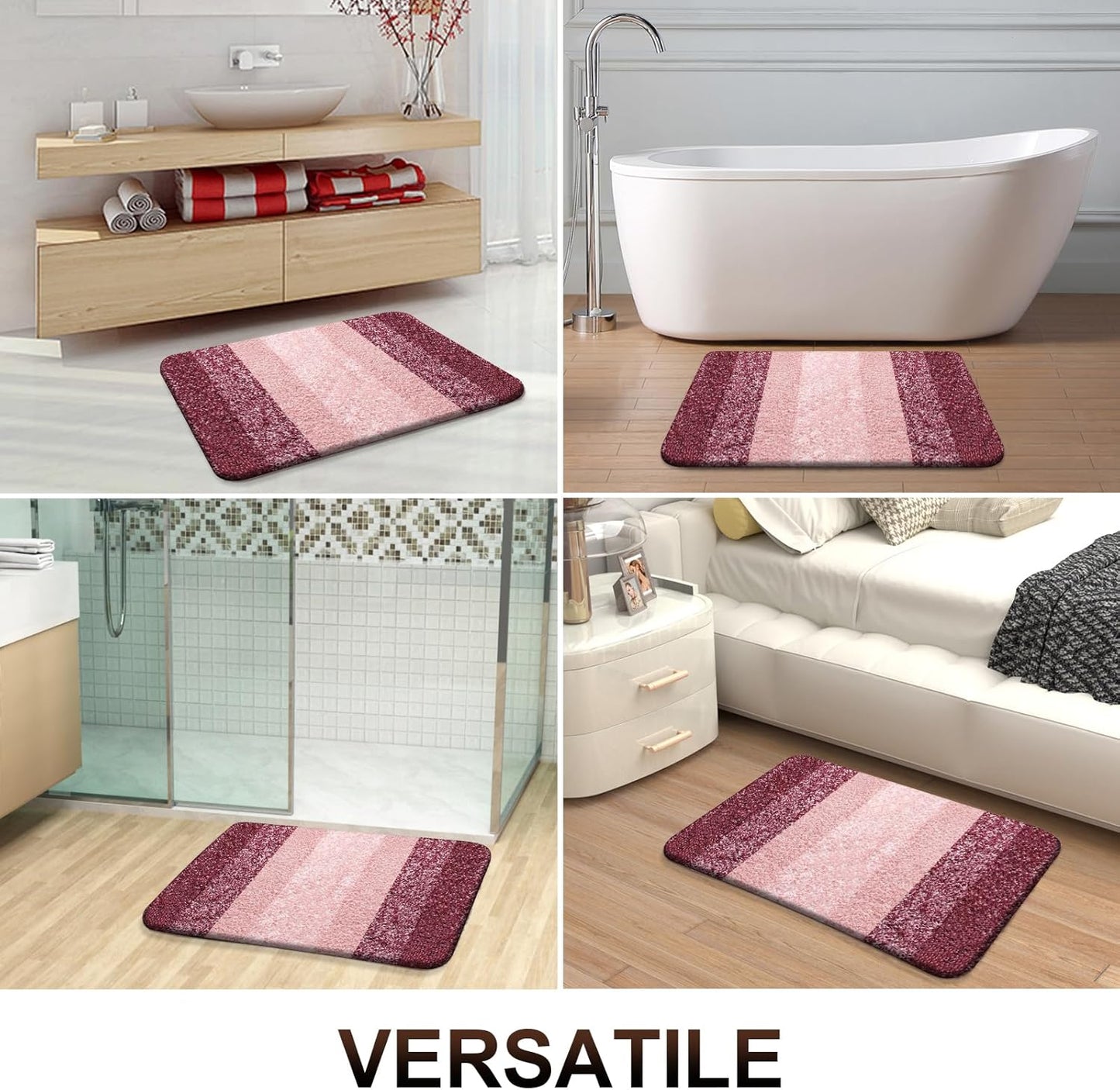 OLANLY Bathroom Runner Rugs 47x20, Extra Soft Absorbent Microfiber Bath Rugs, Rubber Backing, Quick Dry, Machine Washable Bath Mats for Bathroom Floor, Tub and Shower, Home Decor Accessories, Red