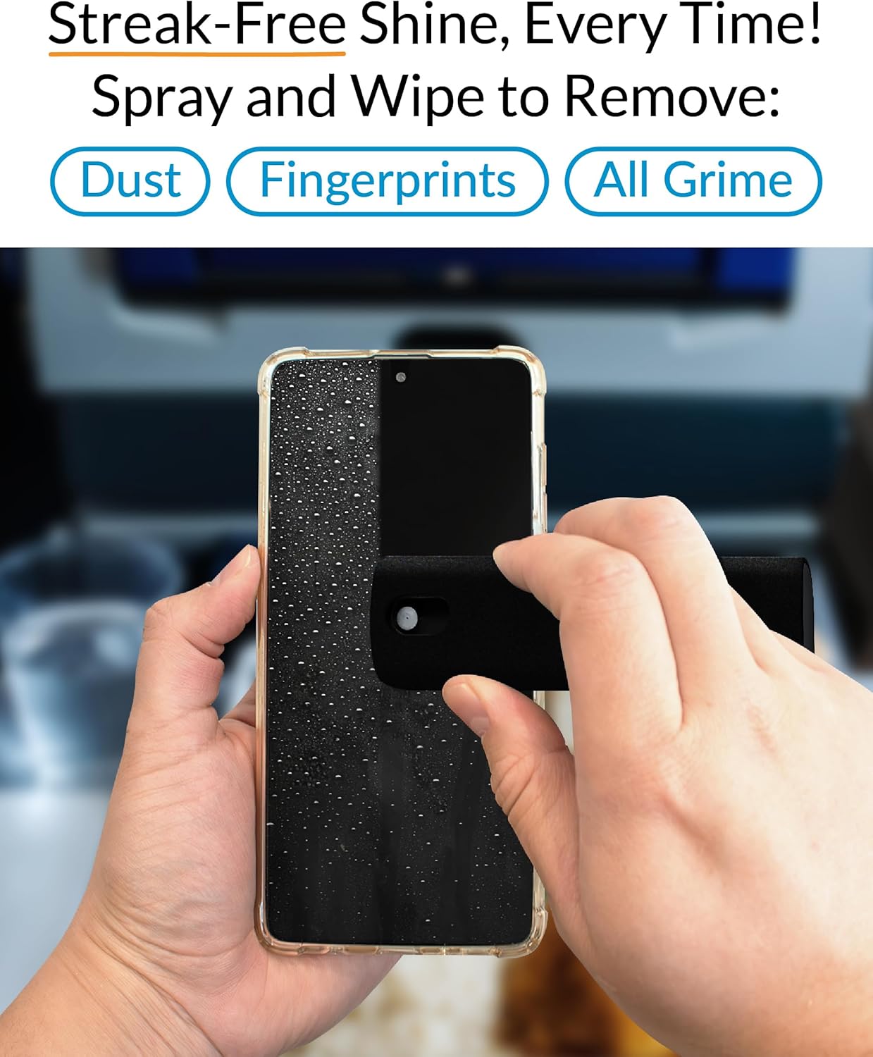 6X iCloth 2-in-1 Screen Cleaner Spray & Microfiber Cloth for Laptops, Tablets, Phones, Car Screens & Touchscreens, Streak-Free & Anti-Smudge, Large 0.68 fl oz (20ml) Bottles for Family Use