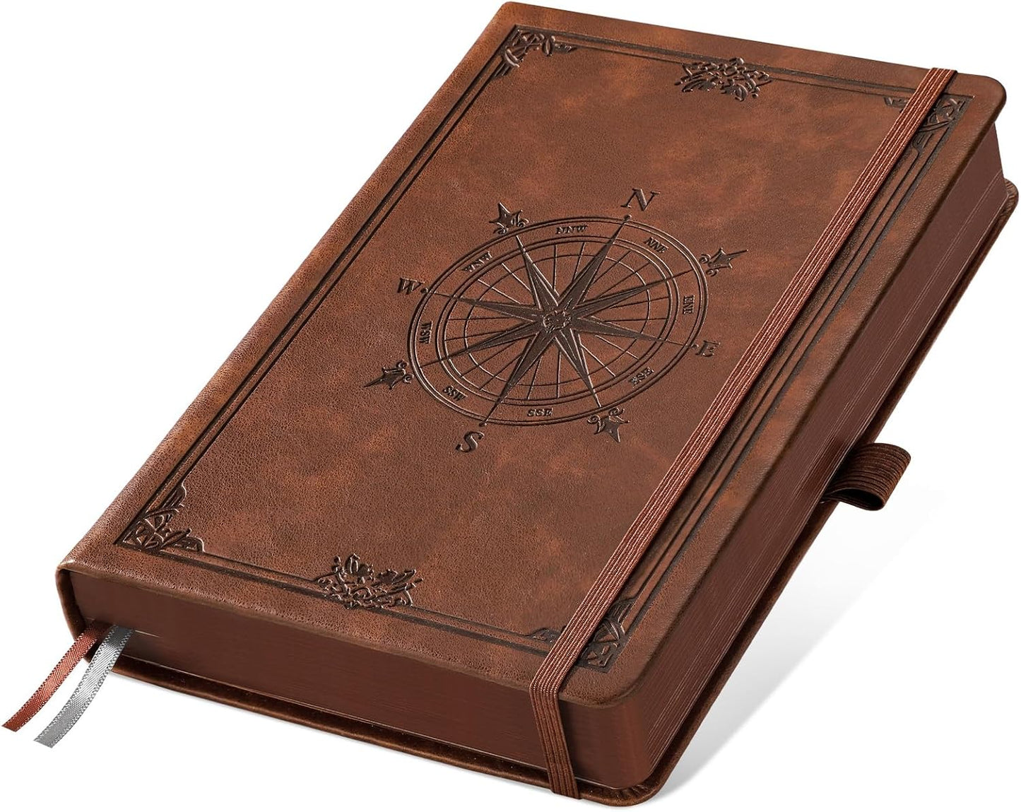 AHGXG Thick Journal Blank Notebook for Men - 320 Numbered Pages A5 Notebook for Writing, 100gsm Plain Paper, Vintage Leather Hardcover, for Women Work Office School, 5.75'' X 8.38''- Brown