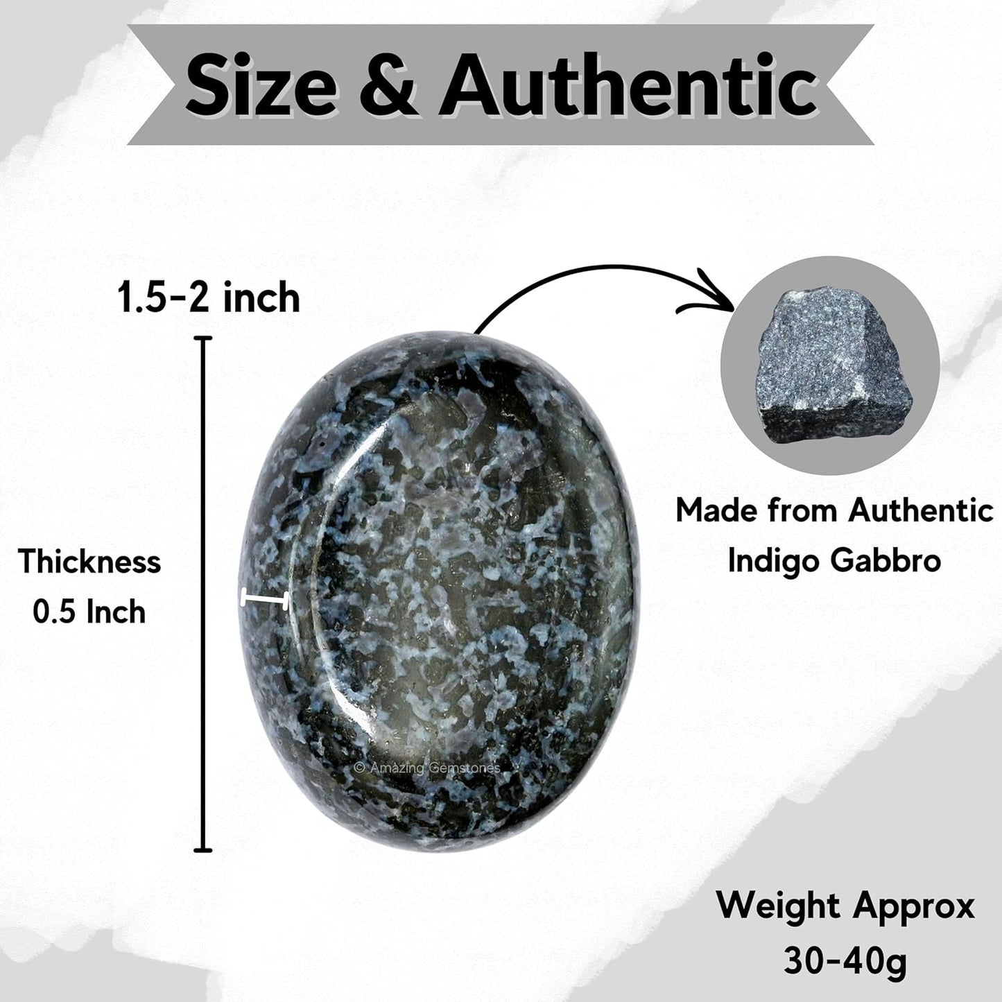 Amazing Gemstone Indigo Gabbro Jasper Palm Stone - Hot Massage Worry Stone for Natural Body Chakra Balancing, Reiki Healing and Crystal Grid