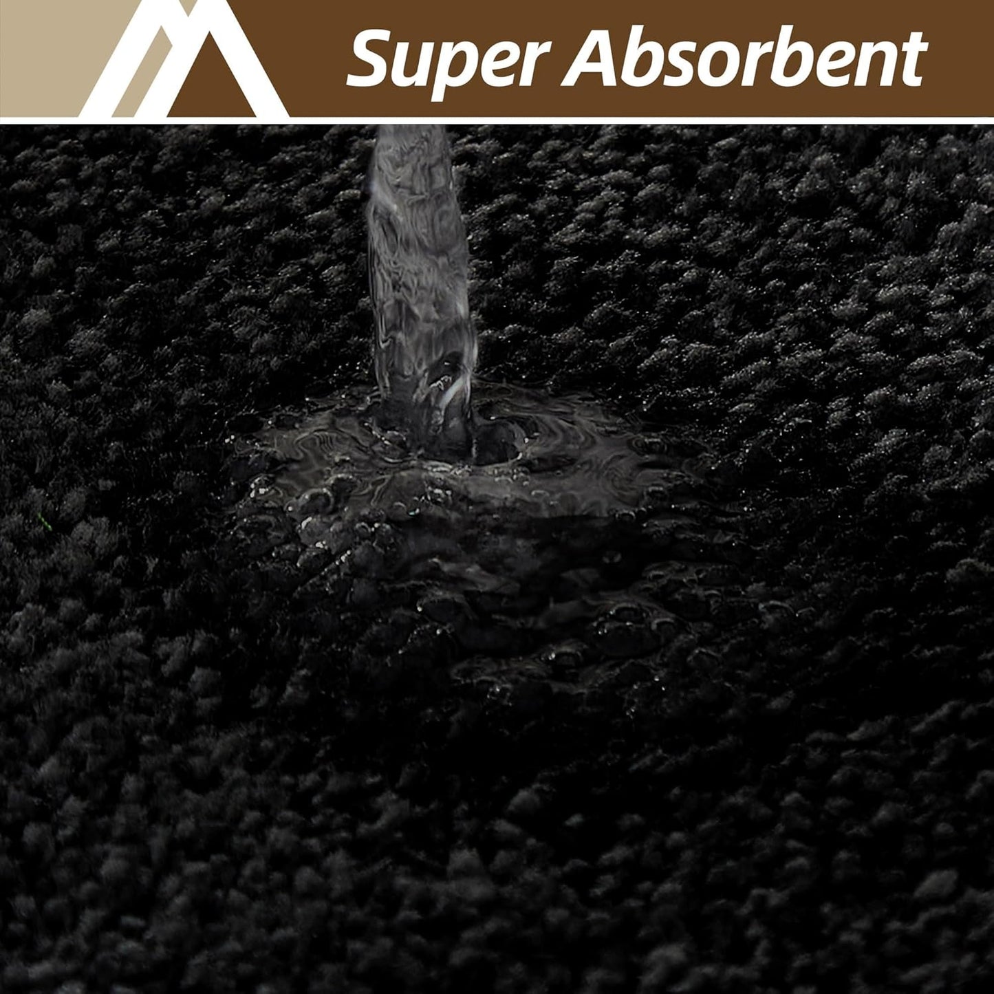 COSY HOMEER Bathroom Rugs Mat 24”x36” Absorbent Non-Slip Bath Mat Plush Shaggy Machine Washable Bath Rugs Soft Polyester Bath Mats for Bathroom Floor,Tub and Shower,Black