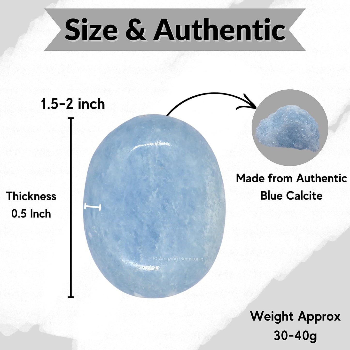 Amazing Gemstone Blue Calcite Celestite Crystals and Healing Stones - Large Palm Stone Crystals Piedra - Crystal for Good Luck, Positive Energy, Meditation - Unique Stocking Stuffers Gifts for Women