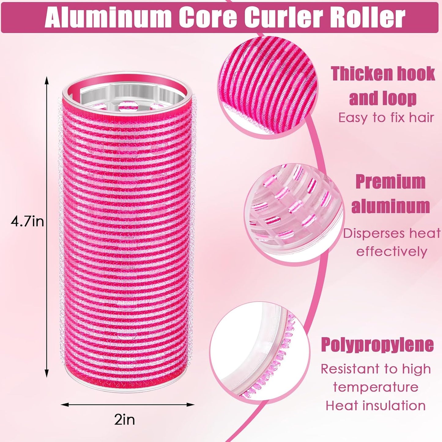 WILLBOND 8 Pcs Long Hair Rollers for Bangs Aluminum Core Curlers Thermal 4.7 x 2 Inch Self Grip Roller for Long and Medium Jumbo Hair Women Hairstyle