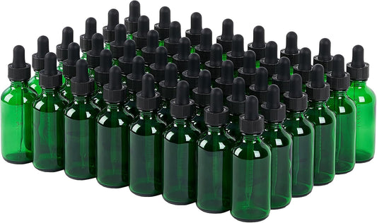 48 Pcs, 2oz Glass Dropper Bottle, Leakproof Tincture Bottles with Dropper, Green Reusable Eye Dropper Bottle, for All Kinds of Liquids (Green, 2oz-48pcs)