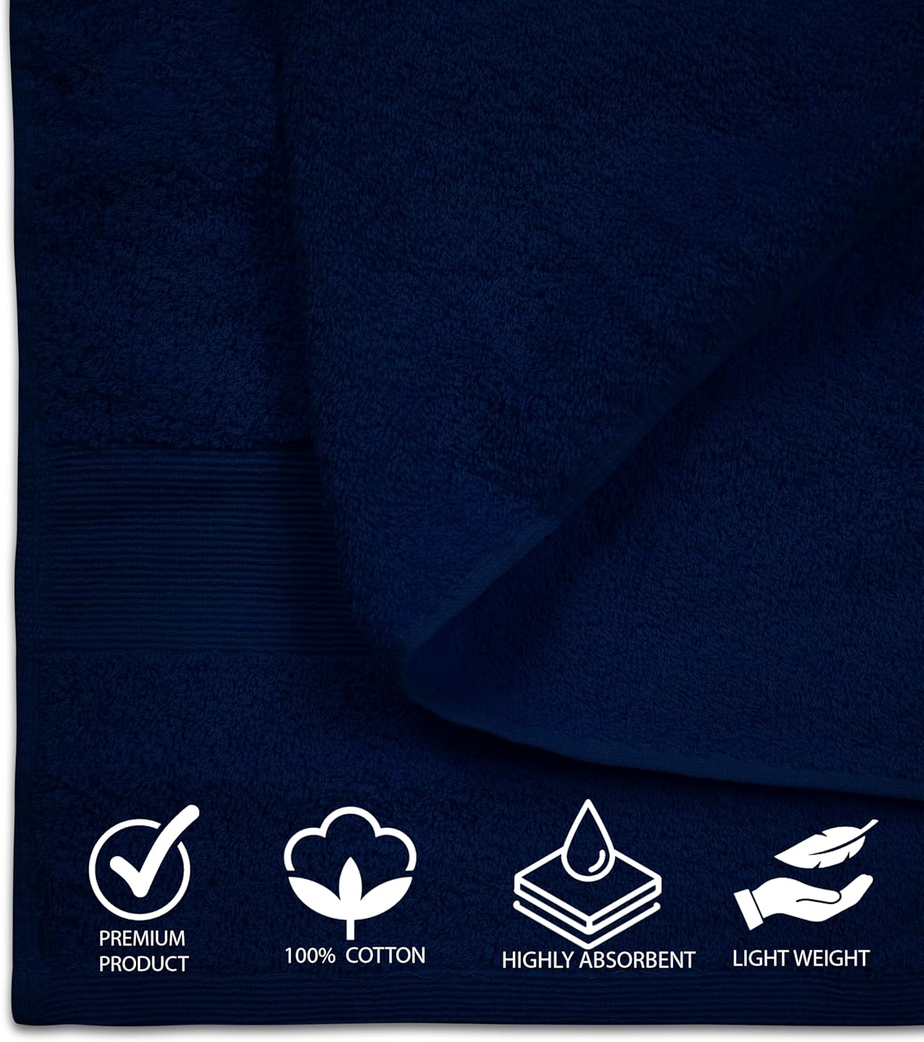 100% Cotton Luxury Bath Sheets - Pack of 2 (35" x 70") | Super Soft, Quick-Dry & Highly Absorbent Towels for Bathroom, Home, Spa & Gym (Navy Blue)
