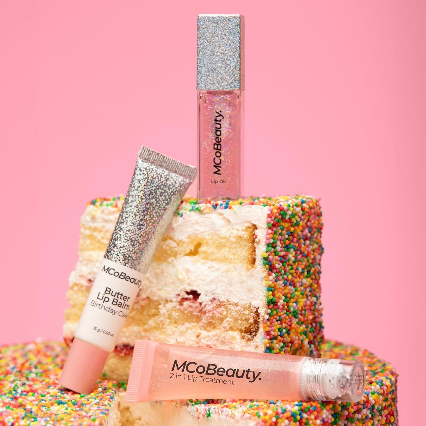 MCoBeauty Butter Lip Balm - Birthday Cake, Hydrating Lip Care, Vegan, Cruelty Free Cosmetics