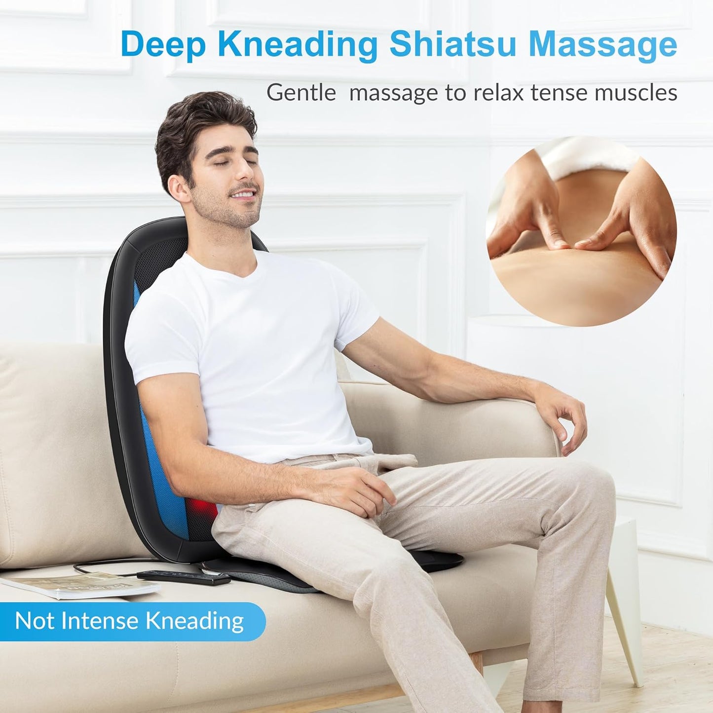 COMFIER Shiatsu Back Massager with Heat,Deep Tissue Kneading Massage Seat Cushion,Massage Chair Pad for Full Back,Body Massager for Home or Office Chair use, Gift