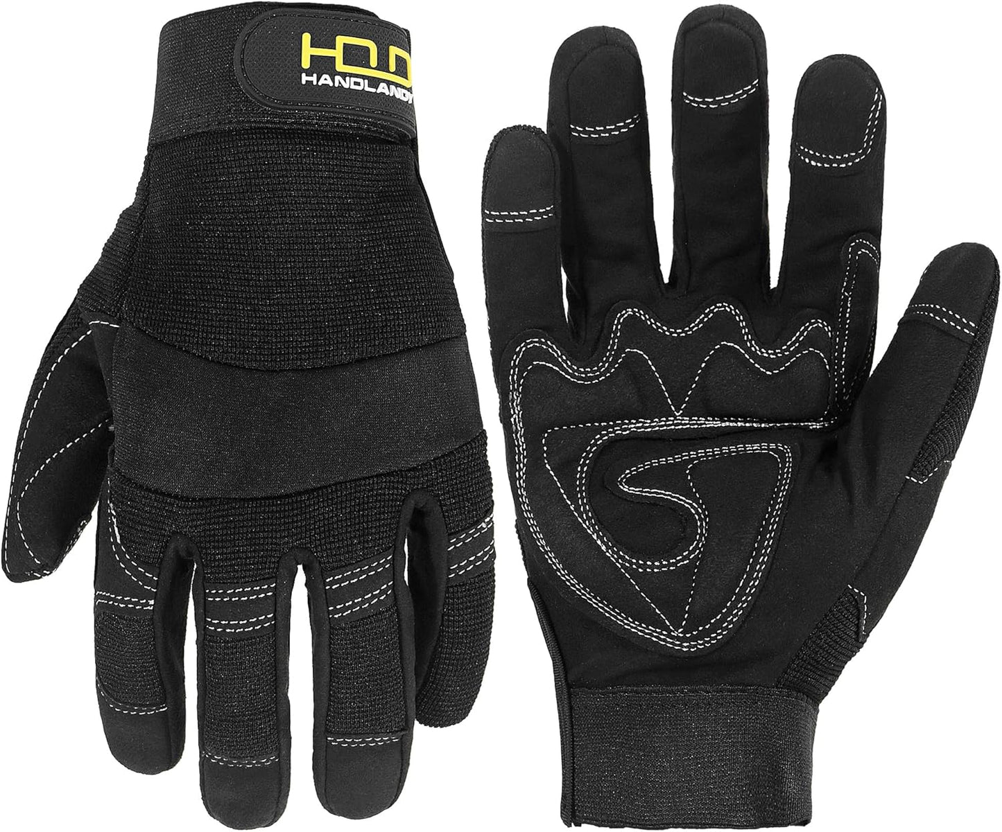 HANDLANDY Work Gloves for Men & Women, Utility Mechanic Working Gloves Touch Screen, Flexible Yard Work Gloves