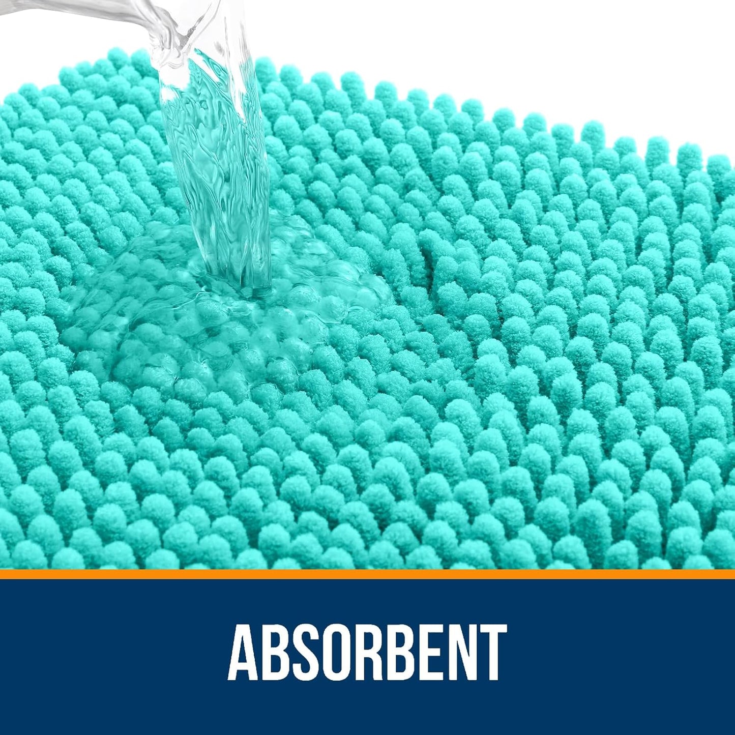 OLANLY Bathroom Rugs 47x17, Extra Soft Absorbent Chenille Bath Rugs, Rubber Backing Quick Dry, Machine Washable Bath Mats for Bathroom Floor, Tub and Shower, Home Decor Accessories, Teal