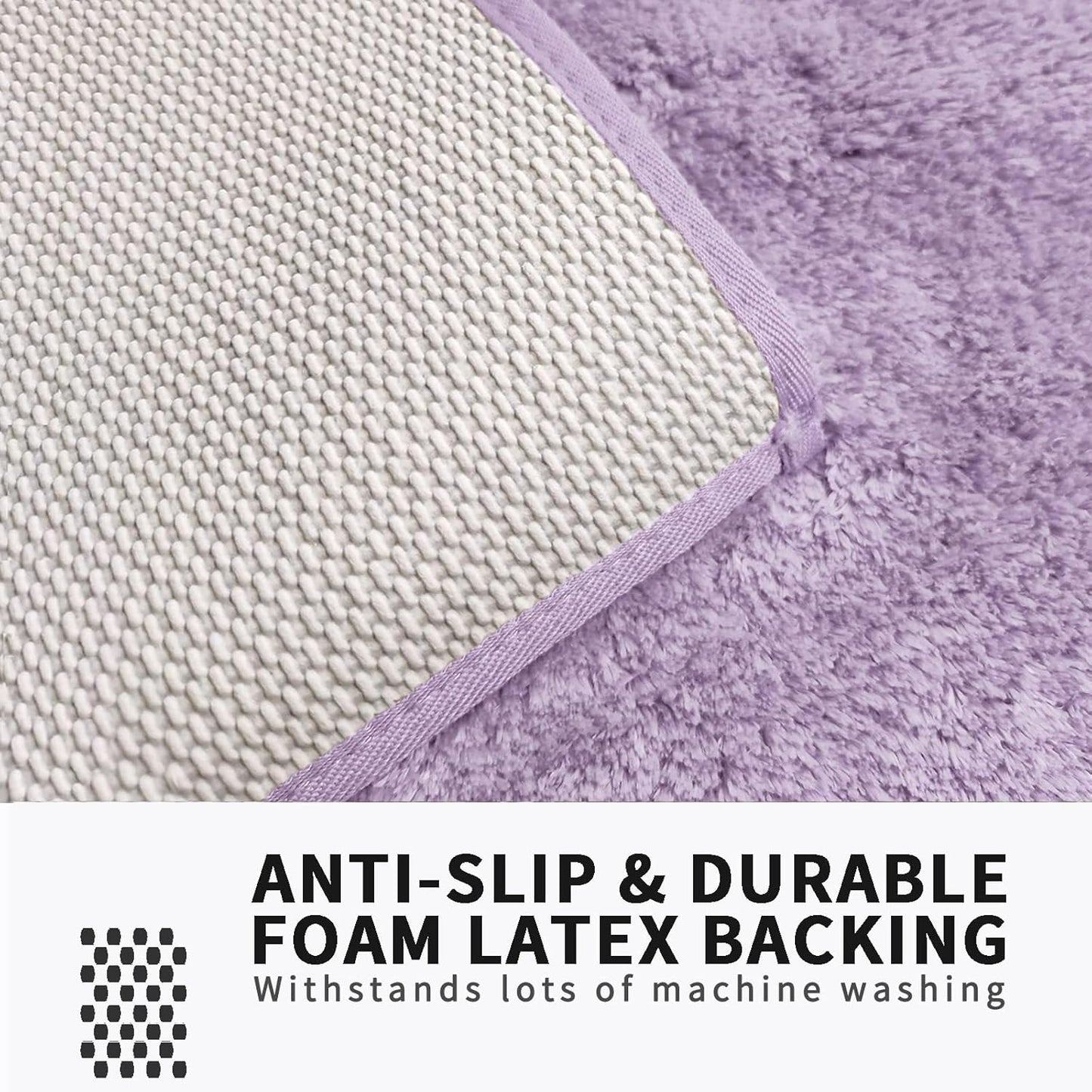 FIFU Bathroom Rugs 20" W x 32" L, Bath Mat for Bathroom, Bedroom, Laundry Room & Kitchen, Non-Slip Rubber Latex Backing, Extra Soft and Absorbent Polyester Carpet, Machine Washable Rug, Lavender