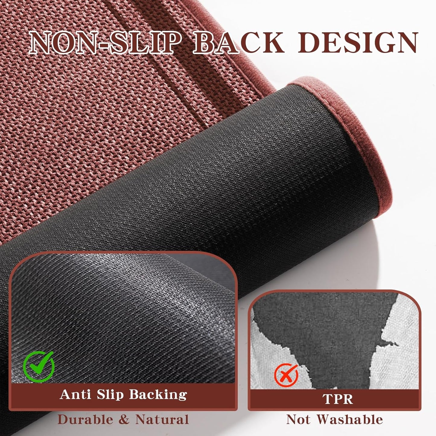 chakme Bathroom Rugs Mat 32x17, Ultra Thin Non Slip Bath Mat Quick Dry Absorbent Bath Mat for Bathroom, (Dark Pink, 32"x17")