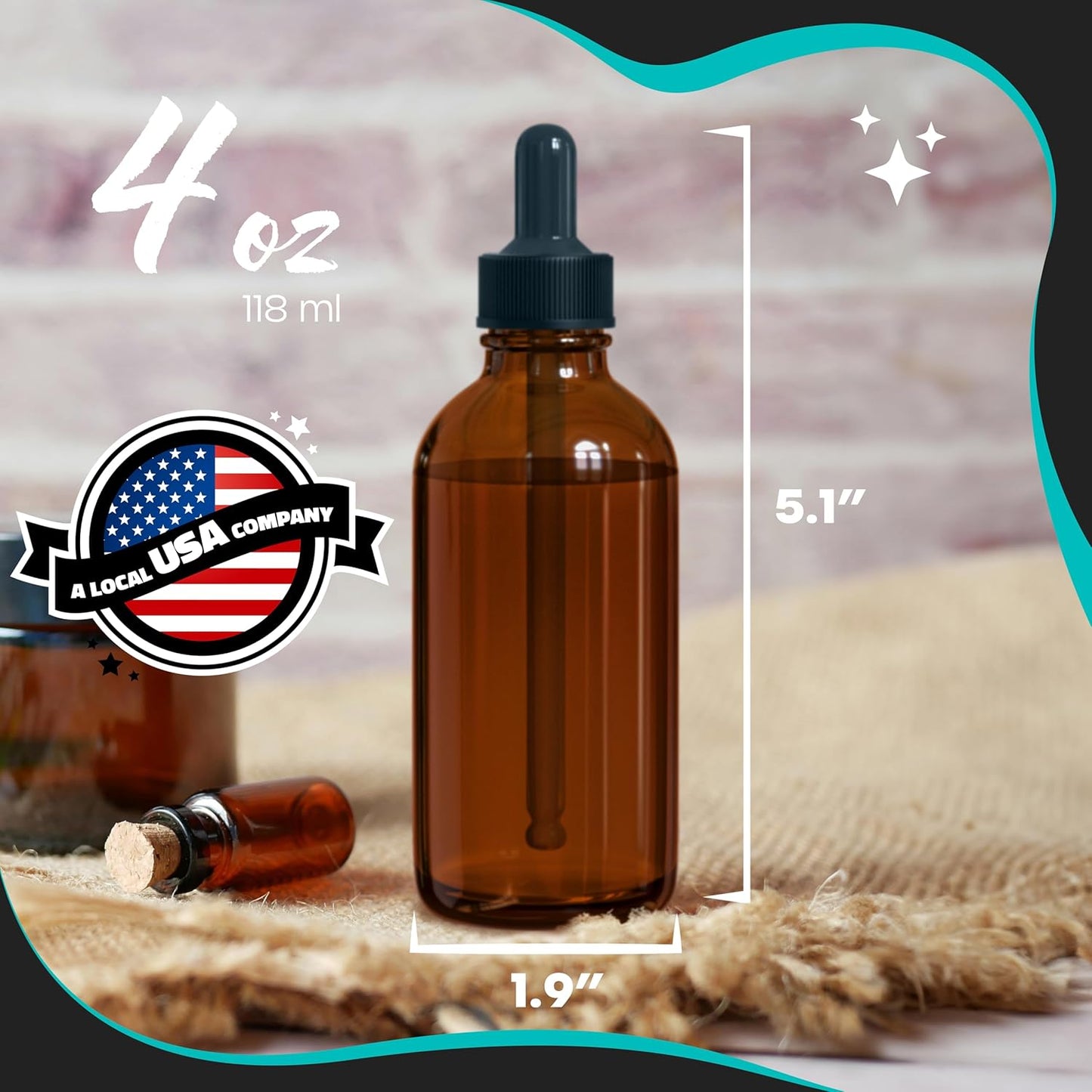 Nevlers 3 Pack Amber Dropper Bottle 4oz Set | Amber Tincture Bottles with Dropper, Shrink Wraps and Funnel | Leakproof Small Oil Bottles for Hair or Eye Dropper Bottle