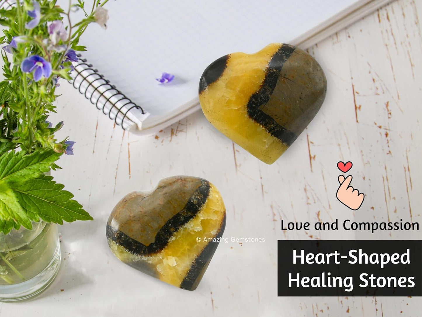 Amazing Gemstone Septarian Crystal Heart Palm Stone - Pocket Massage Worry Stone for Natural Body Chakra Balancing, Reiki Healing and Crystal Grid