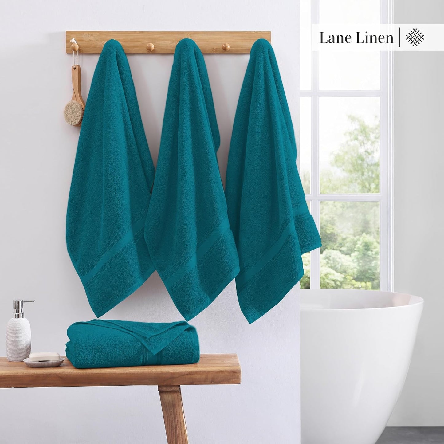 LANE LINEN 100% Cotton Oversized Bath Towels Set of 4 (35"x66") - Zero Twist Cotton Oversized Towels - Quick Dry, Soft & Absorbent Extra Large Bath Towel Set - Dorm Essentials for Girls - Sea Port