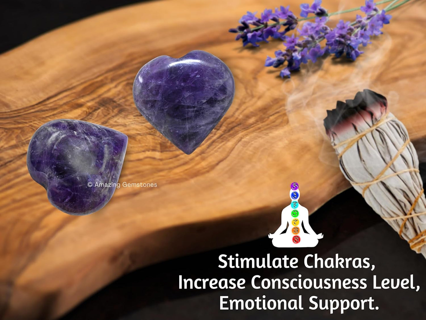 Amazing Gemstone Amethyst Crystal Heart Palm Stone - Pocket Massage Worry Stone for Natural Body Chakra Balancing, Reiki Healing and Crystal Grid