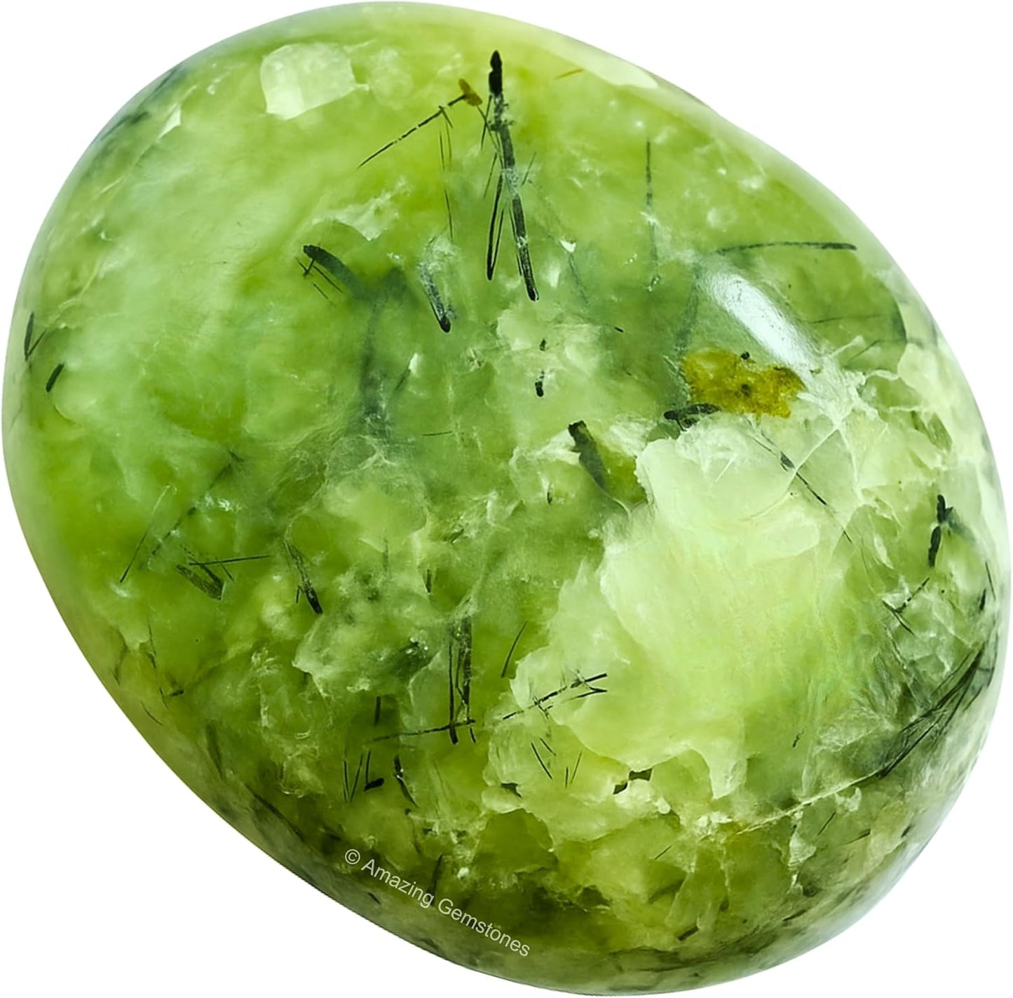 Amazing Gemstone Prehnite Epidote Crystals and Healing Stones - Large Palm Stone Crystals Piedra - Crystal for Good Luck, Positive Energy, Meditation - Unique Stocking Stuffers, Gifts for Women, Men
