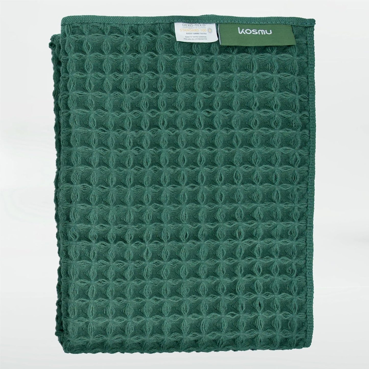 Luxury Japanese Cotton Waffle Bath Towel | Plush, Absorbent, and Quick Dry (Forest Green, Hand Towel, 32" x 16")