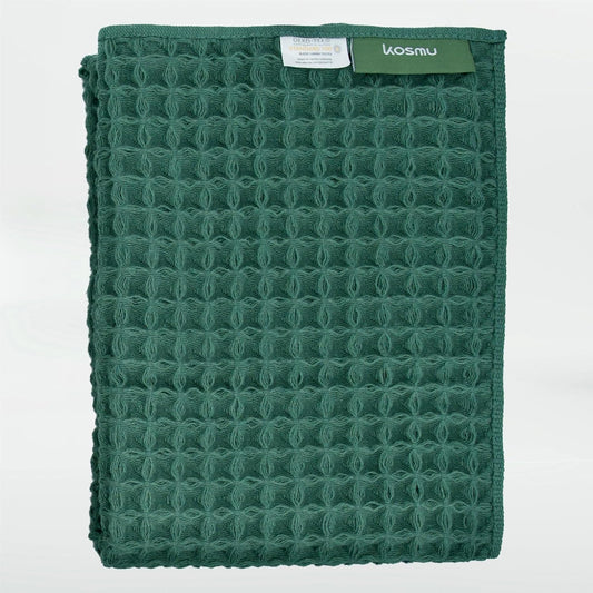 Luxury Japanese Cotton Waffle Bath Towel | Plush, Absorbent, and Quick Dry (Forest Green, Hand Towel, 32" x 16")