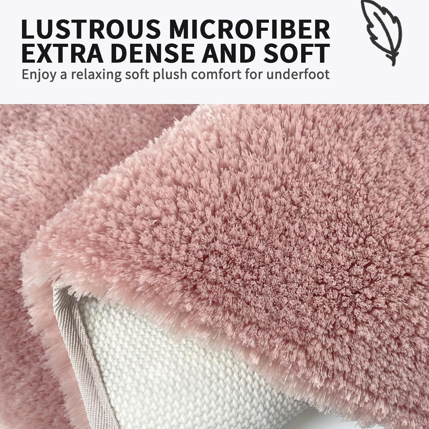 FIFU Bathroom Rugs 17" W x 24" L, Bath Mat for Bathroom, Bedroom, Laundry Room & Kitchen, Non-Slip Rubber Latex Backing, Extra Soft and Absorbent Microfiber Carpet, Machine Washable Rug, Pink