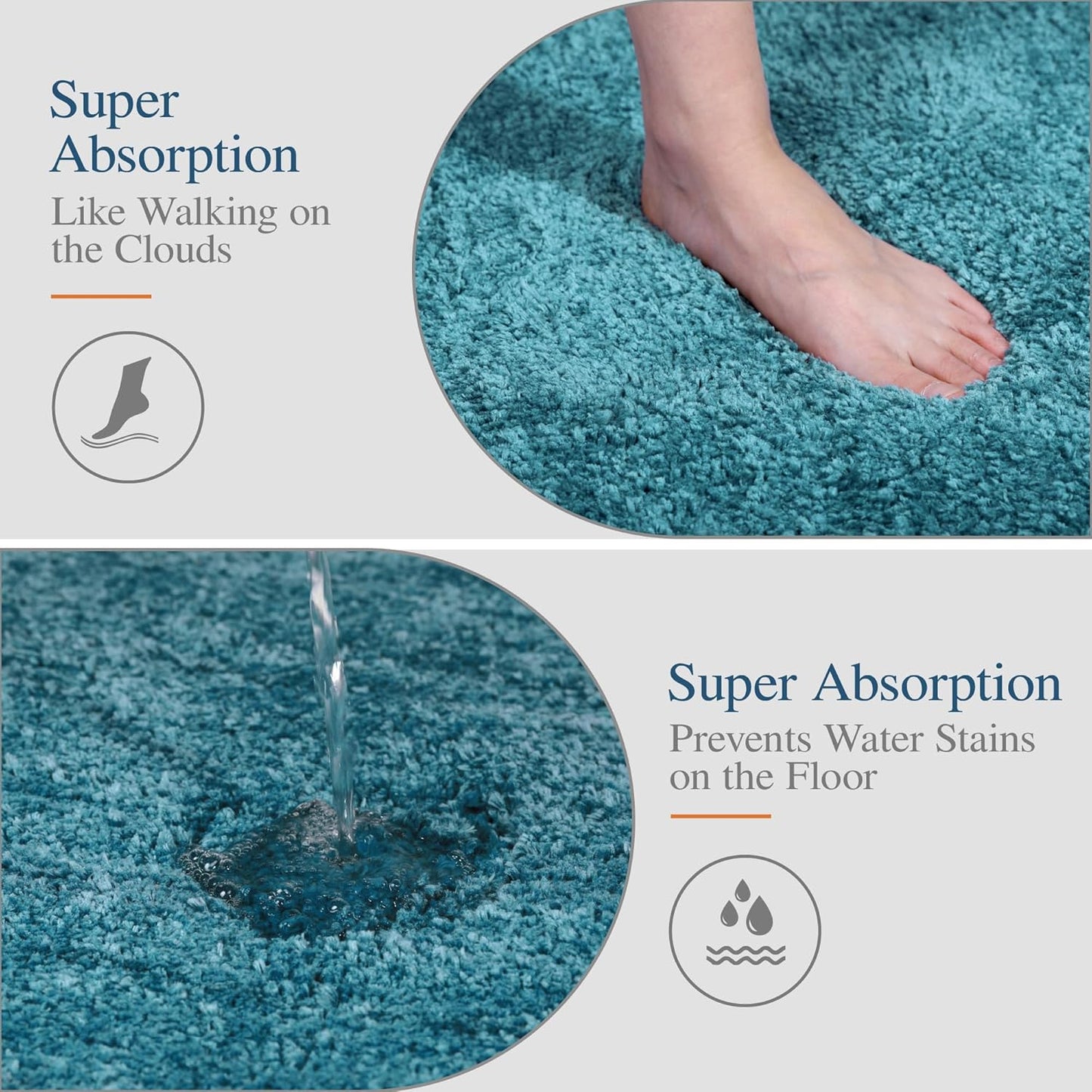 Walensee Large Bathroom Rug (24 x 36, Teal) Extra Soft and Absorbent Shaggy Bath Mat Machine Washable Microfiber Non Slip Luxury Floor Mat