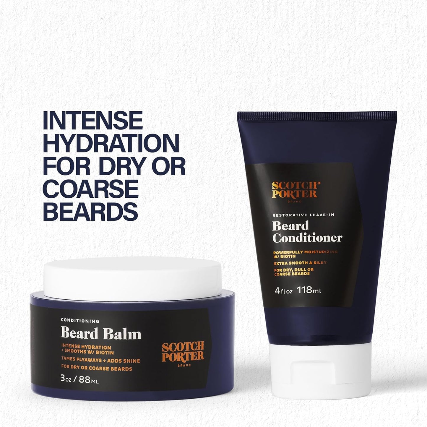 Scotch Porter Conditioning Beard Balm & Leave-In Conditioner – Smooth & Hydrate for a Fuller, Healthier-Looking Beard – Original Scent, Two Pack