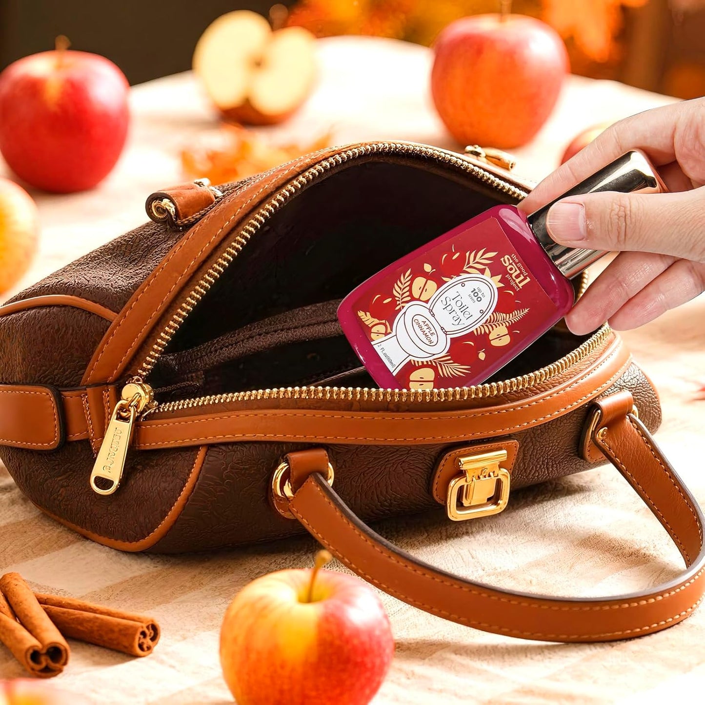 Toilet Spray, Travel Essentials, Apple Cinnamon, 4 Fl.Oz, Up to 200 Uses, Bathroom Odor Eliminator, Air Fresheners for Home and Work