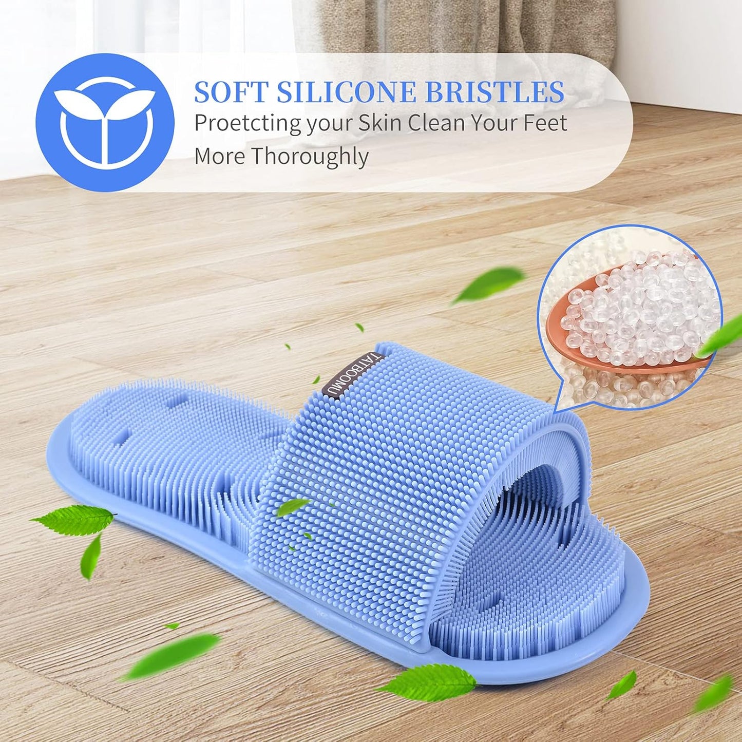 Shower Foot Scrubber,Soft Silicone Bristles with Non-Slip Suction Cups - Cleans,Smooths,Exfoliates & Massages Your Feet Without Bending,Improve Circulation & Soothes Tired Feet (1PCS Blue)