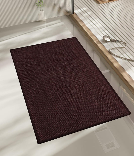 chakme Bathroom Rugs Mat 32x17, Ultra Thin Non Slip Bath Mat Quick Dry Absorbent Bath Mat for Bathroom Floor, (Dark Purple, 32"x17")