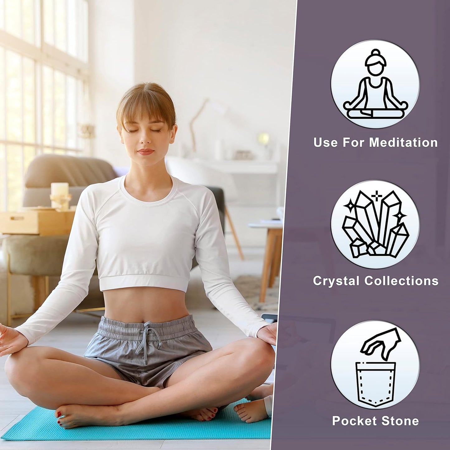 Crocon 50mm Indigo Gabbro Large Palm Stone 900+ Carats Pocket Massage Worry Stones for Natural Chakra Balancing Reiki Healing Stones and Crystal Healing Massage Spa Energy Crystals Gifts for Women