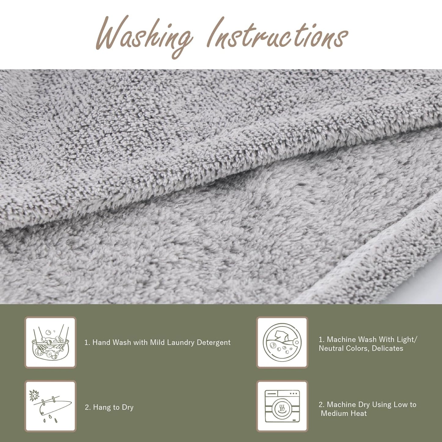 myHomeBody Hair Towel Wrap, Luxury Quick Drying Turban, Ultra Soft Absorbent Charcoal Fiber Cap, with Coconut Shell Button – Gray