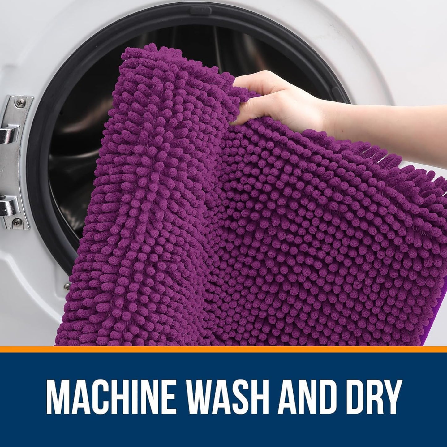 OLANLY Bathroom Rugs 24x16, Extra Soft Absorbent Chenille Bath Rugs, Rubber Backing Quick Dry, Machine Washable Bath Mats for Bathroom Floor, Tub and Shower, Home Decor Accessories, Purple