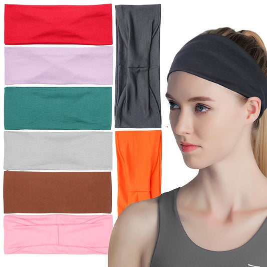 Multicolor Headbands Pack - 08 Elastic, Trendy Boho Headbands for Women, Girls, Exercise & Yoga (Spring)