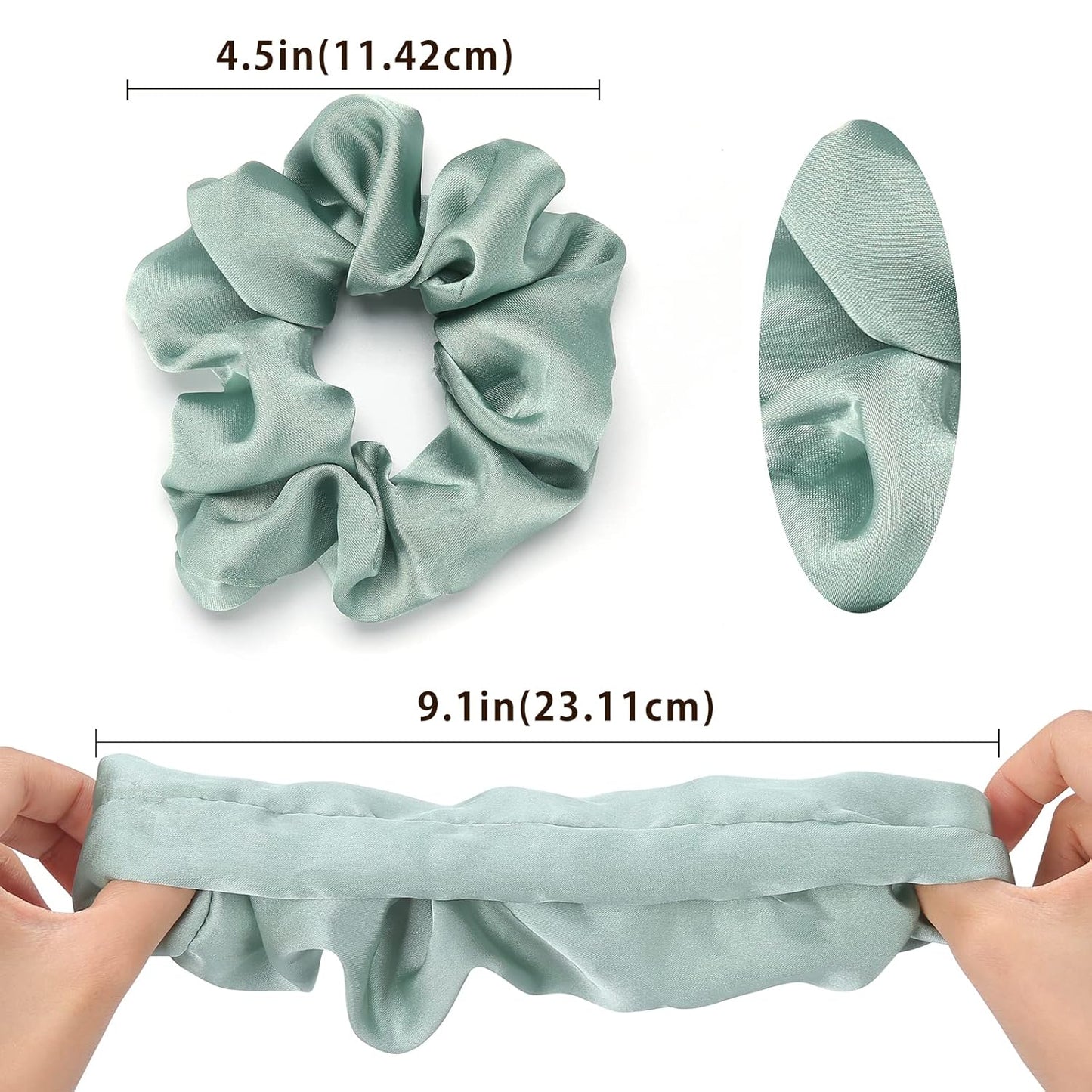 Lolalet Scrunchies for Women, Satin Hair Softer Than Silk Ties Sleep, Big Scrunchy Ponytail Holder with Elastic Bands Girls Thick Thin Curly -6 Pack, Style B