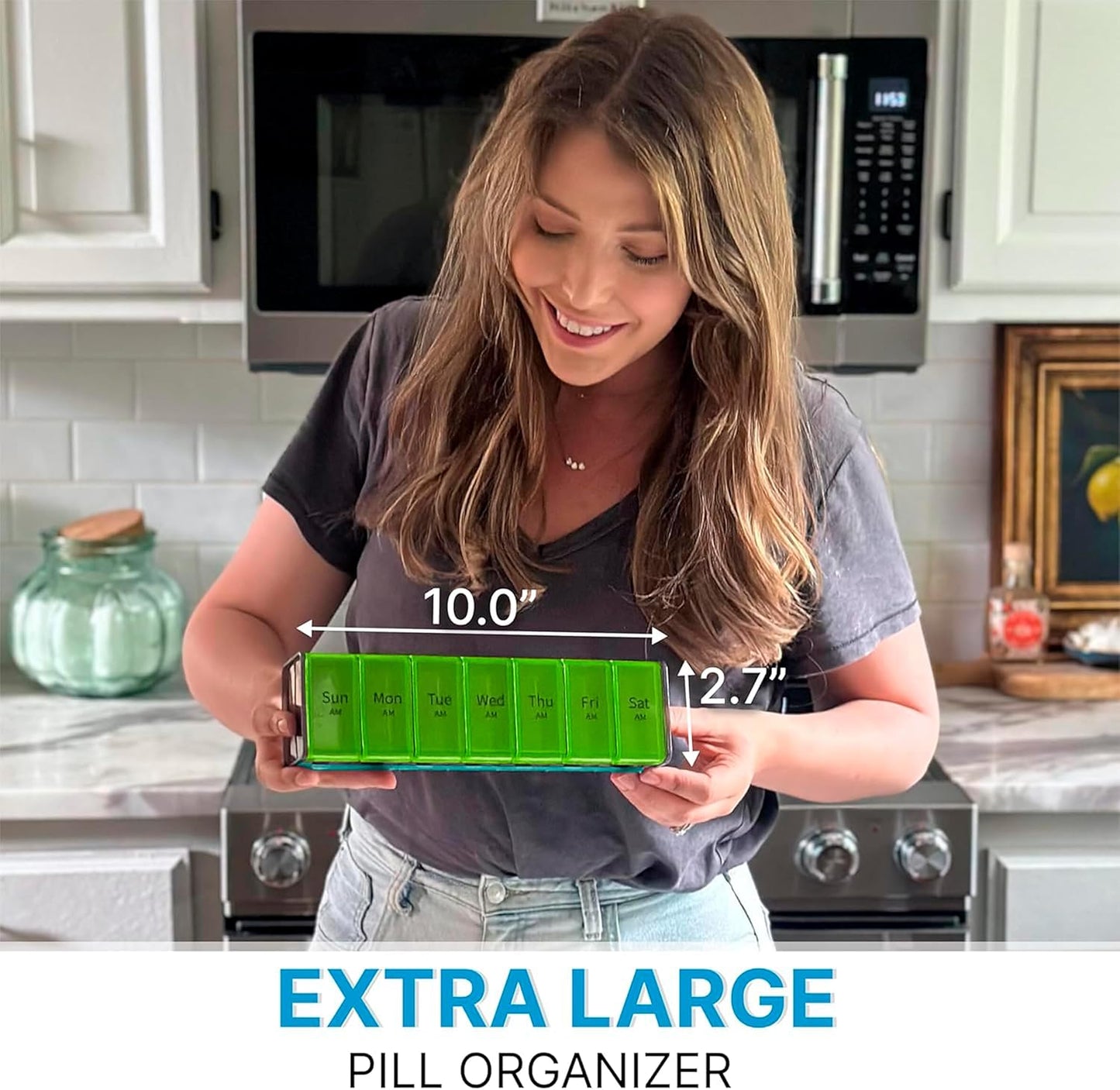 Extra Large Pill Organizer- XXL Pill Box 7 Day - Weekly Pill Organizer with AM PM Large Compartments Big Pill Case for Supplements Jumbo Pill Holder for Vitamins Huge Medicine Organizer 2 Times a Day