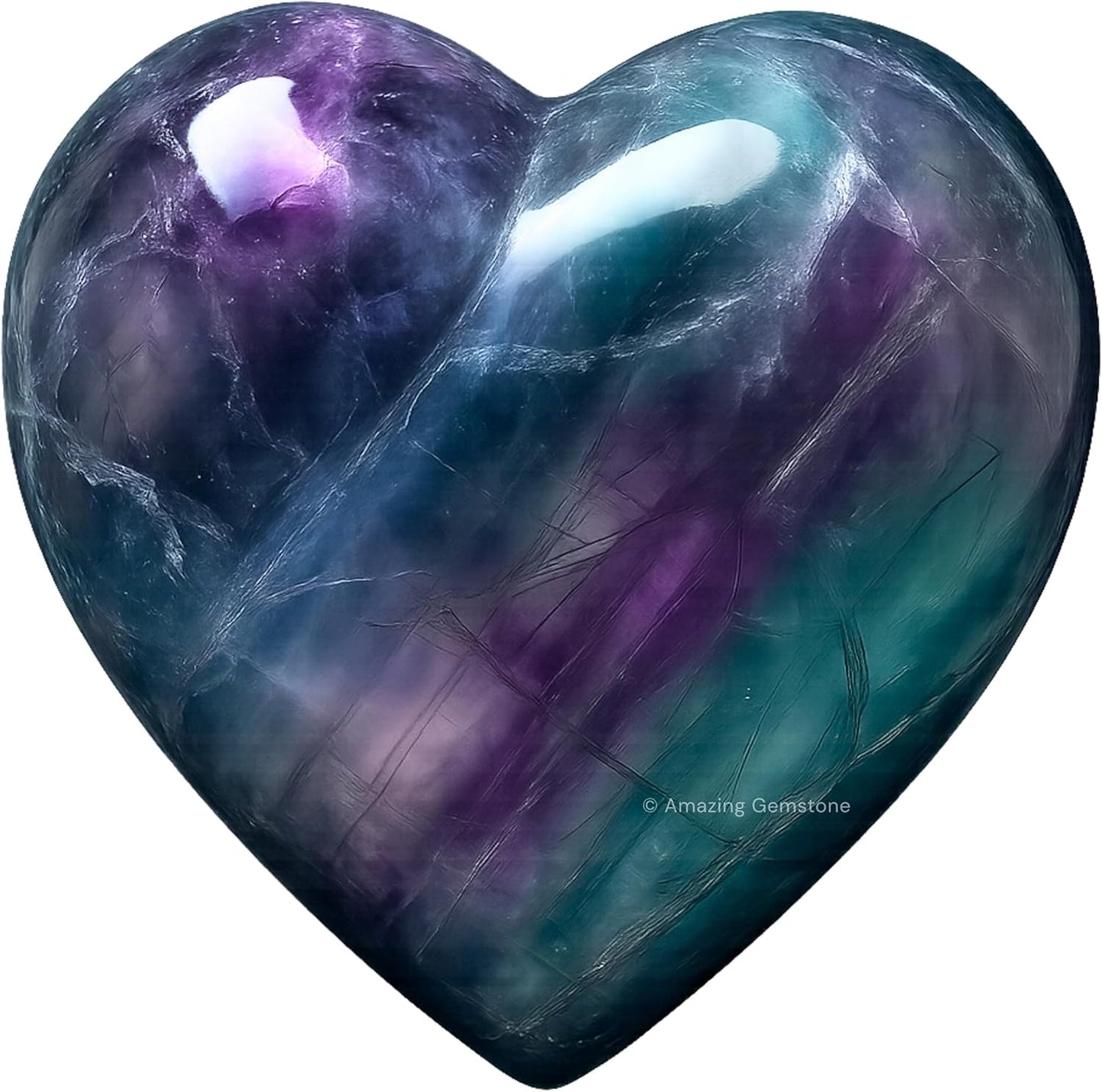Amazing Gemstone Purple Fluorite Crystal Heart Palm Stone - Pocket Massage Worry Stone for Natural Body Chakra Balancing, Reiki Healing and Crystal Grid