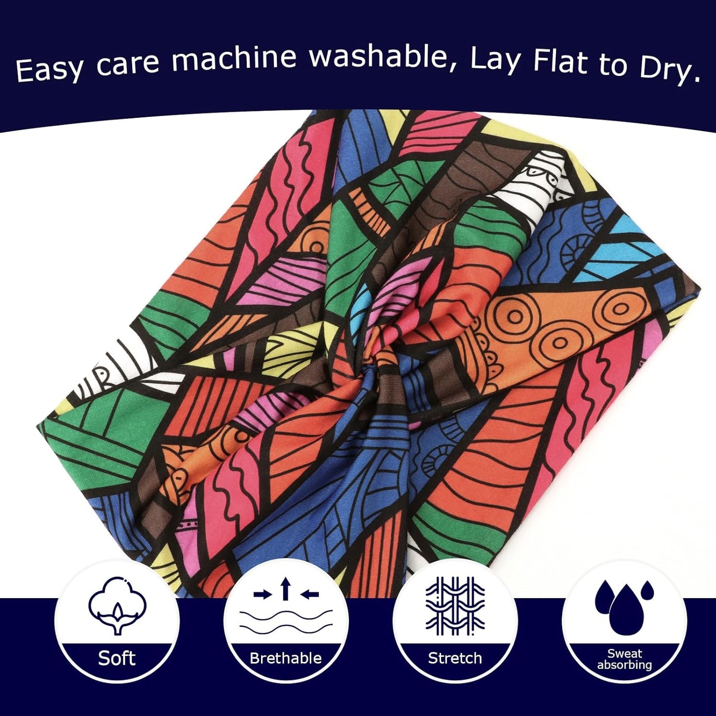 DRESHOW 4 Pack Turban Headbands for Women Wide Vintage Head Wraps Knotted Cute Hair Band Accessories