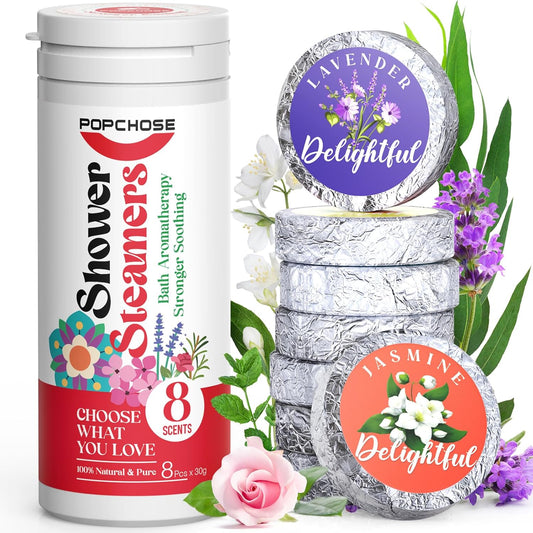 POPCHOSE Shower Steamers Aromatherapy - Self Care & Home SPA Relaxation, 8 Scents Gifts for Women, Mom, Grandma, Wife and Daughter, Birthday Gifts for Women and men, Stocking Stuffers for Teens Adults