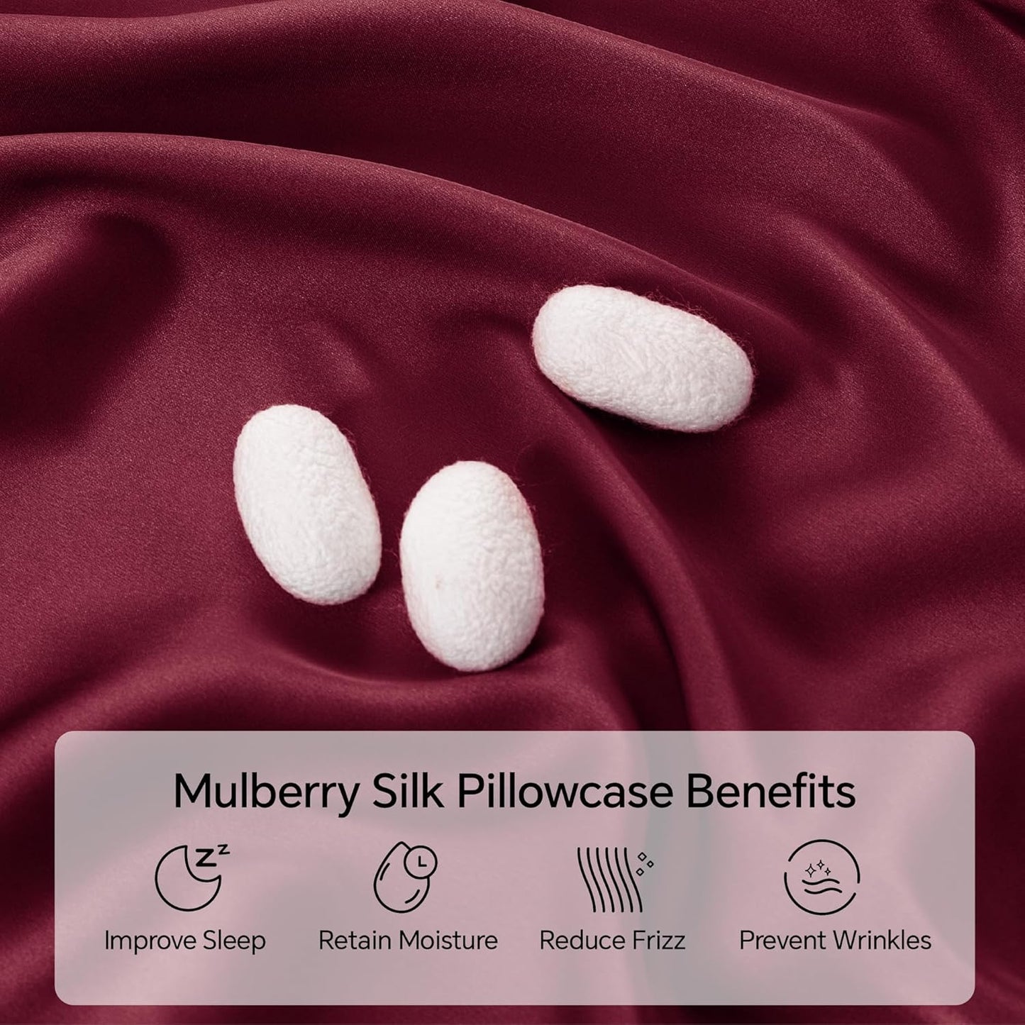 INFIIXSO Silk Pillow Cases 2 Pack Standard Size, Ultra Smooth & Soft Mulberry Silk Pillow Case for Hair and Skin, Breathable Cooling Silk Pillowcase with Hidden Zipper (Burgundy, 20x26 Inches)