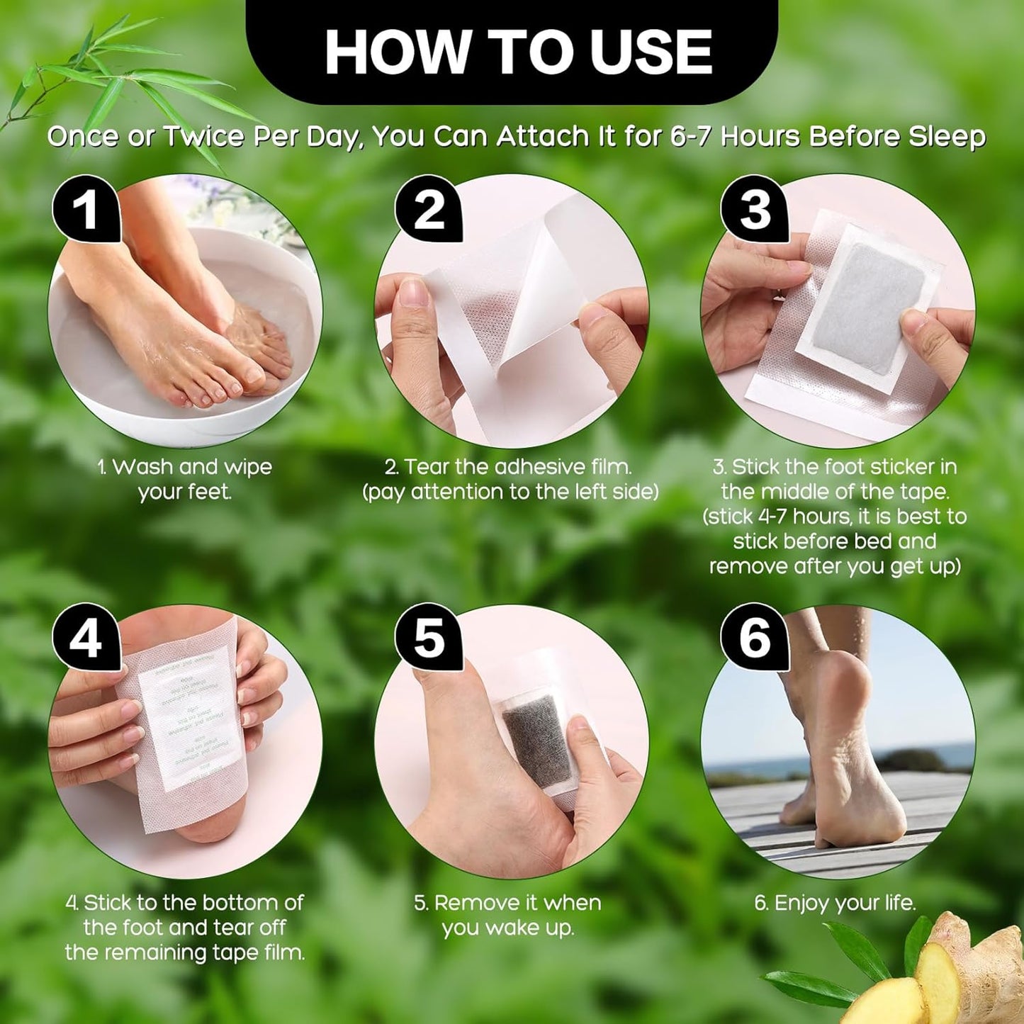 100 Pack Foot Pads, Ginger Bamboo Charcoal Foot Care kit Patch, Natural Cleansing, Best Sleeping, Suitable for Daily Relaxation Foot Paches Relieve Stress, Improve Sleep