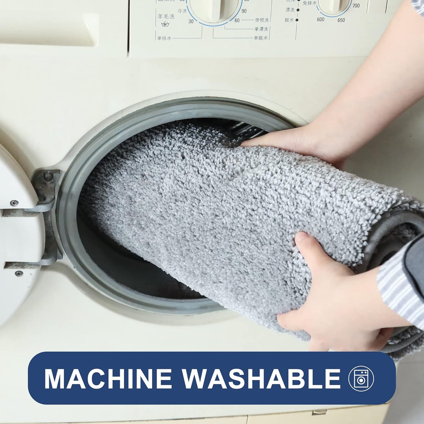 COSY HOMEER Extra Thick Bath Rugs for Bathroom - Anti-Slip Bath Mats Soft Plush Yarn Shaggy 100% Strong Mirco Polyeste Mat Living Room Bedroom Mat Floor Water Absorbent(Grey,16x24 - Inches)