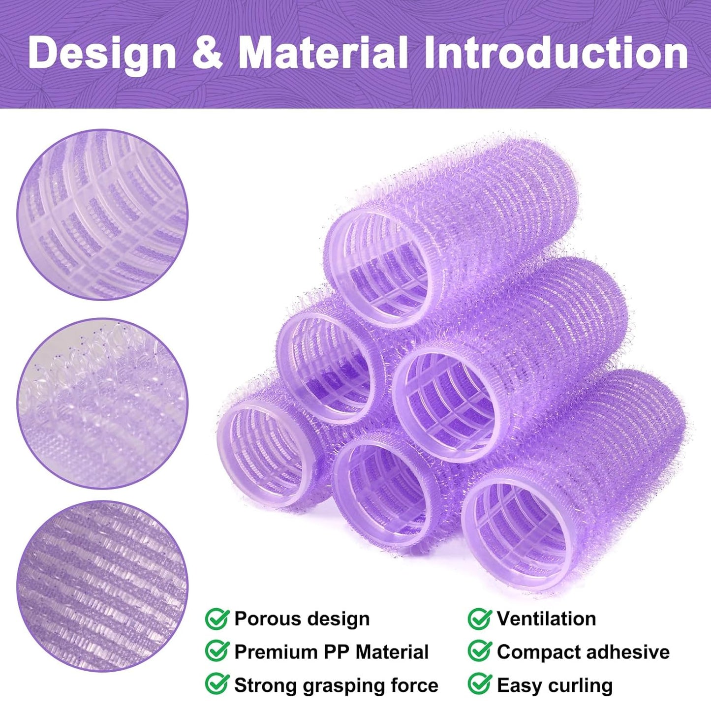 12 Piece Hair Roller Set with Clips, Self Grip Hair Rollers Hair Curler for Long Medium Short Hair, Random Color (2.5cm)