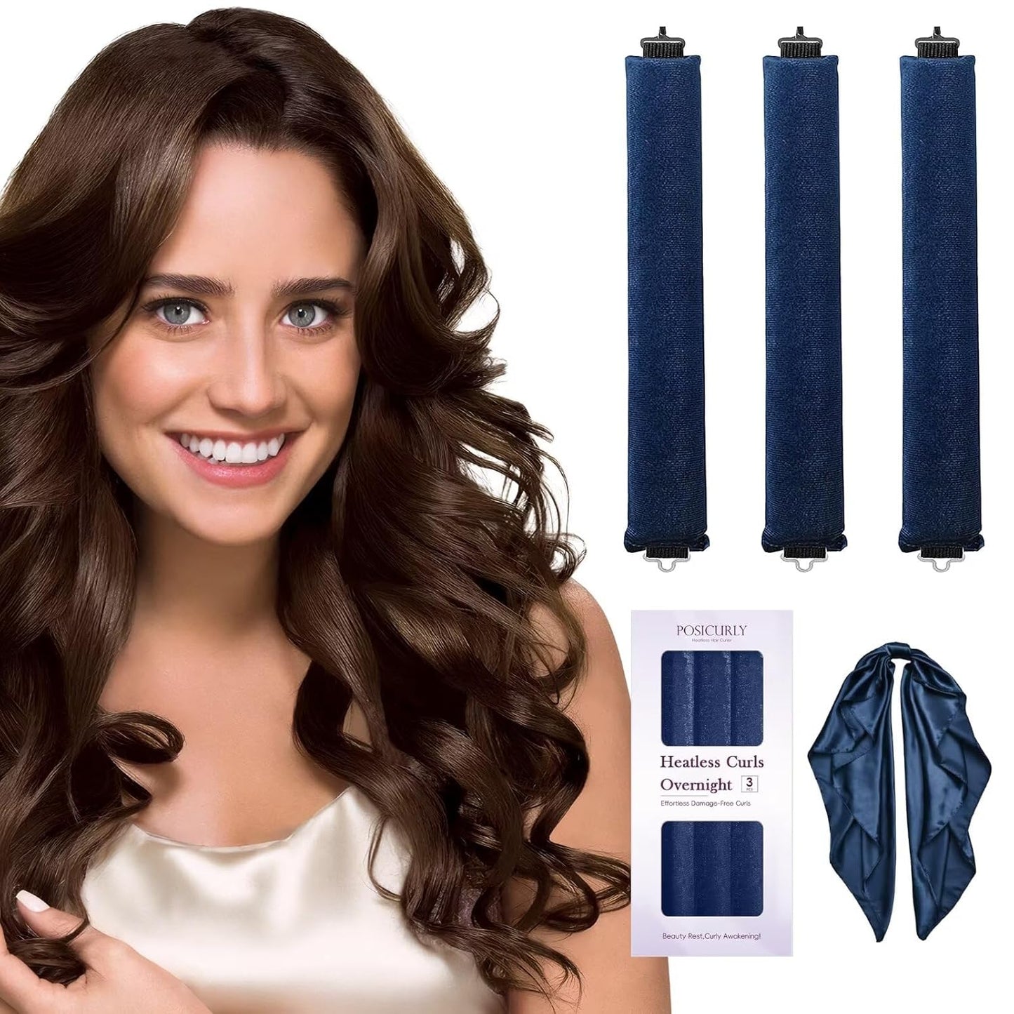 Heatless Hair Curler Overnight Curls-3 Pcs No Heat Curling Blowout Rod to Sleep In,Hair Rollers with Satin Scarf