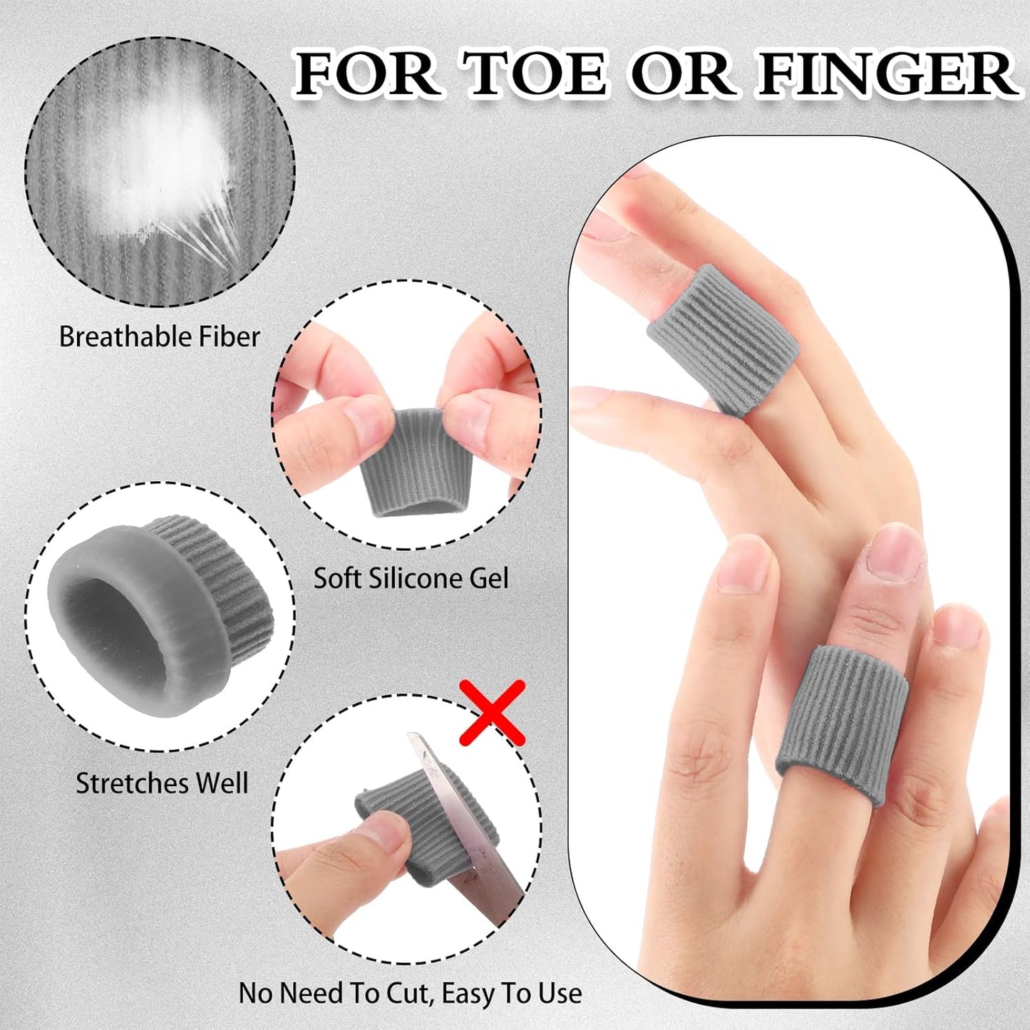 Blulu 24 Pieces Toe Tubes 0.98 Inches Cushion Tube Corn Pads for Toes Sleeves Soft Gel Protectors for Cushions Corns Blisters Calluses 3 Size(Gray,Assorted Sizes)